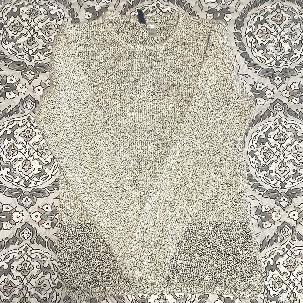 Cozy Knit Sweater in Cream and Gray